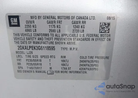 2016 GMC Terrain Slt из США, поврежденный, VIN 2GKALPEK3G6118595